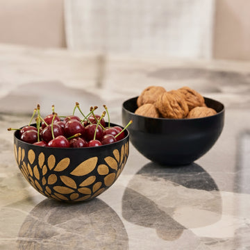 Serpentine Bowl Handpainted (Gold & Black)