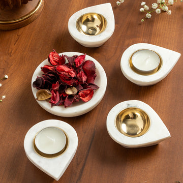 Elysian Glow - Marble Diyas (Set of Two)