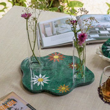 MAGNOLIA GREEN MARBLE VASE PLATTER
