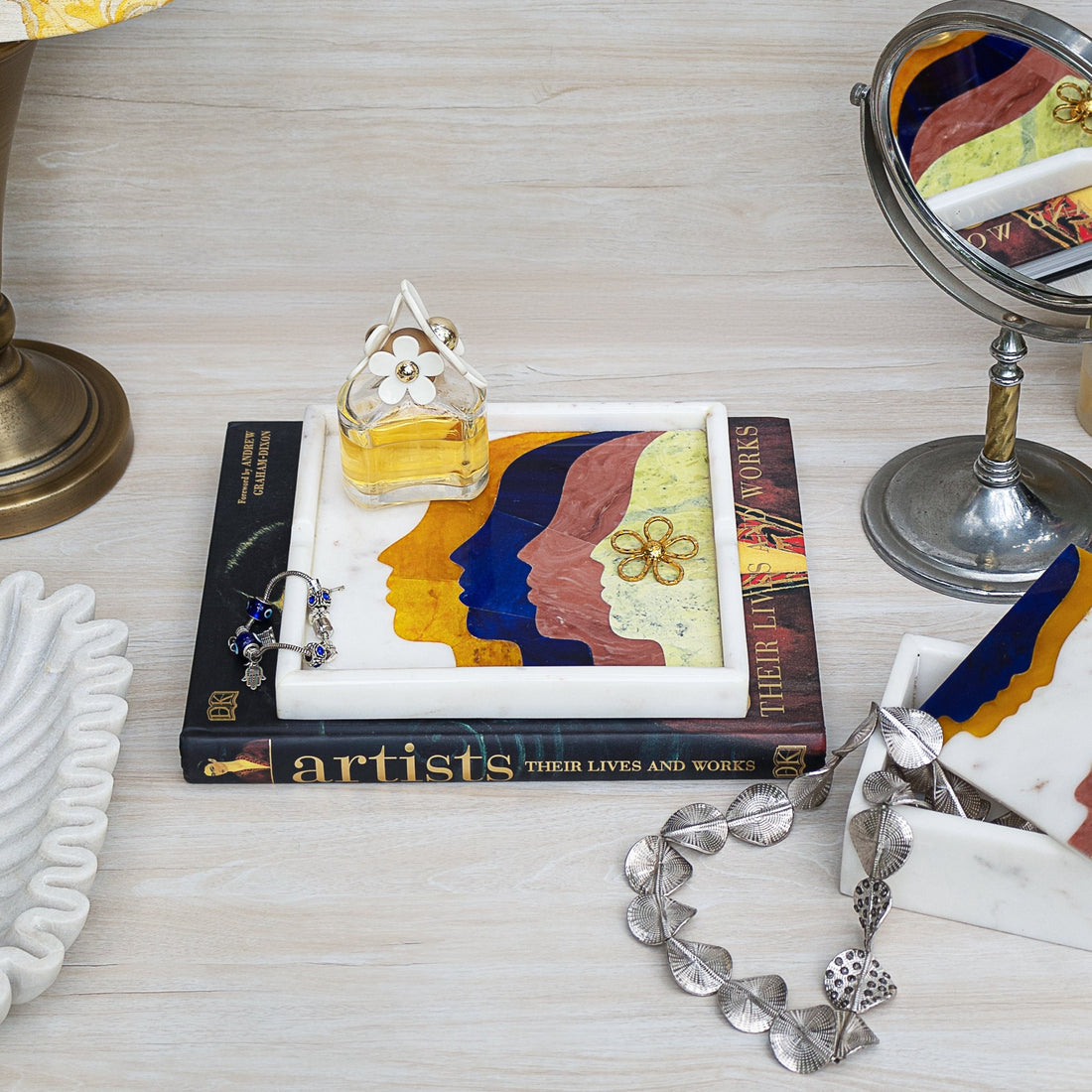 NATSUMI - MARBLE IVORY MULTICOLOR PLATTER