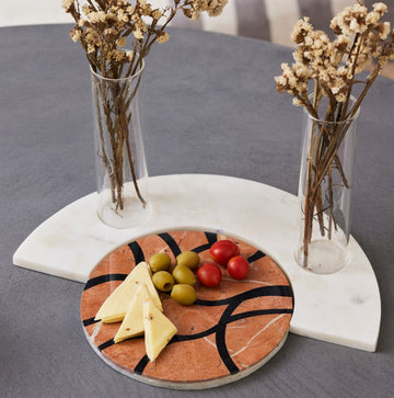 VERSI MARBLE - IVORY BROWN PLATTER TRIO SET OF 3