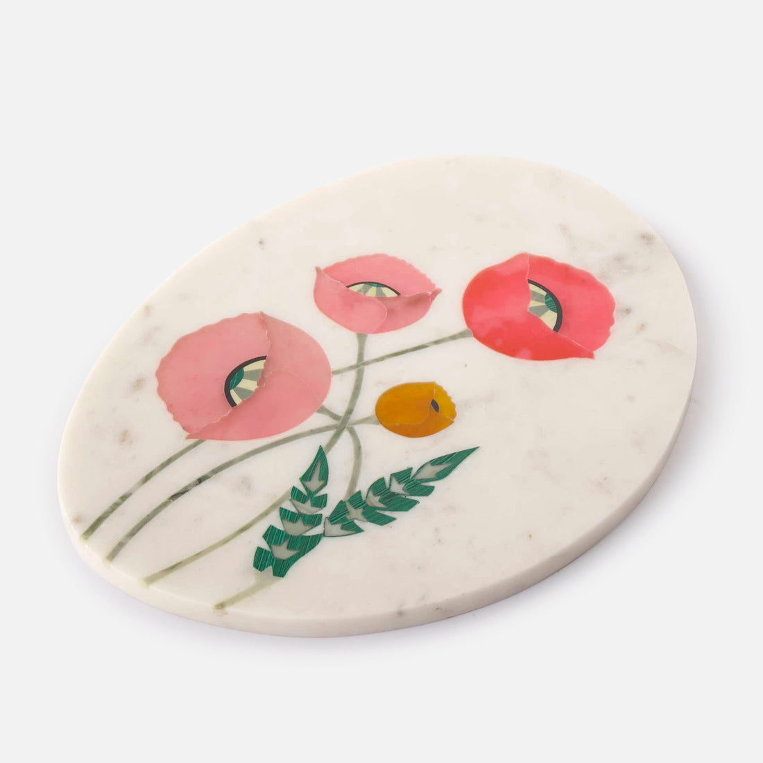 DAISY OVAL - MARBLE IVORY MULTICOLOR PLATTER