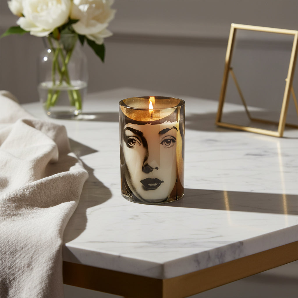 MARIA - GLASS FACE PAINTED CANDLE JAR