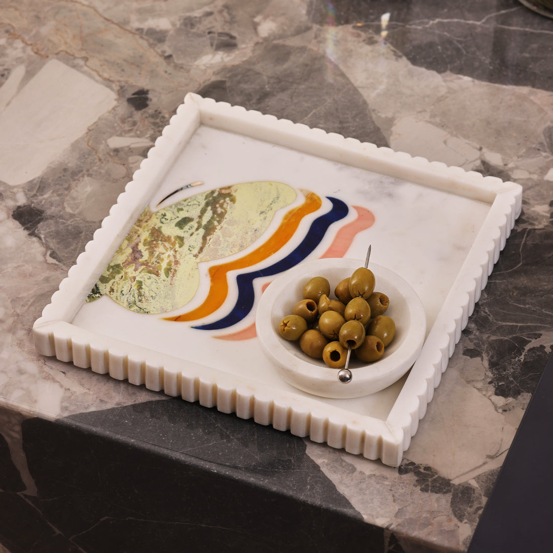 Limited edition - Lepora - Marble Inlay Platter with Bowl