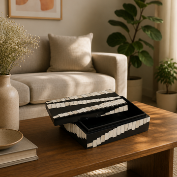 MONOCHROME - IVORY BLACK INLAY BOX SET OF TWO