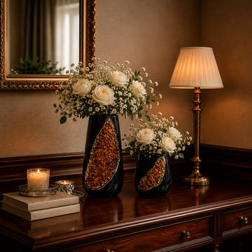 REGAN - BRASS CERAMIC STONE VASE
