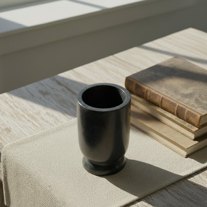 Baislana Black Stone Pot - Mini Desk Planter