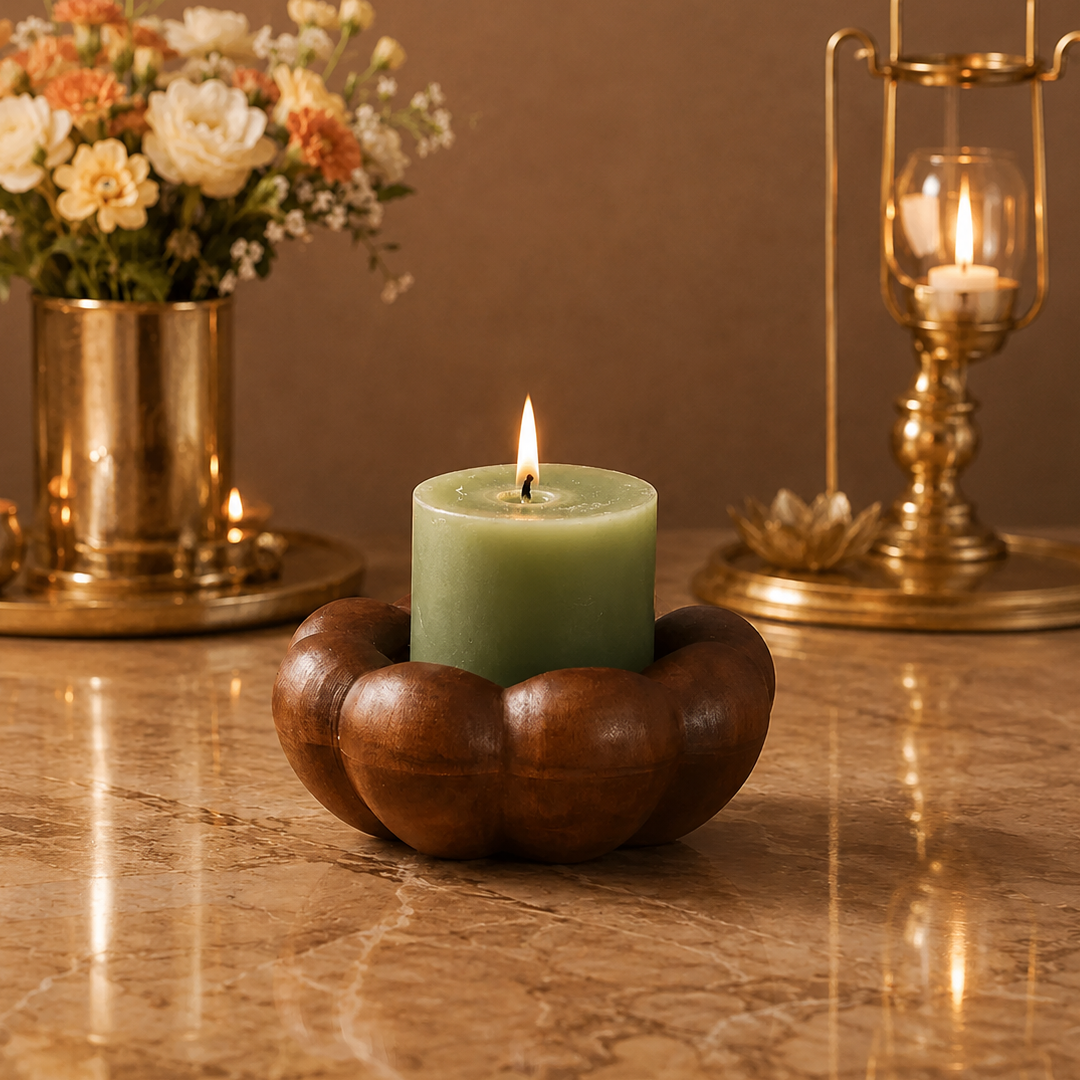 PUMPKIN - WOODEN CANDLE HOLDER