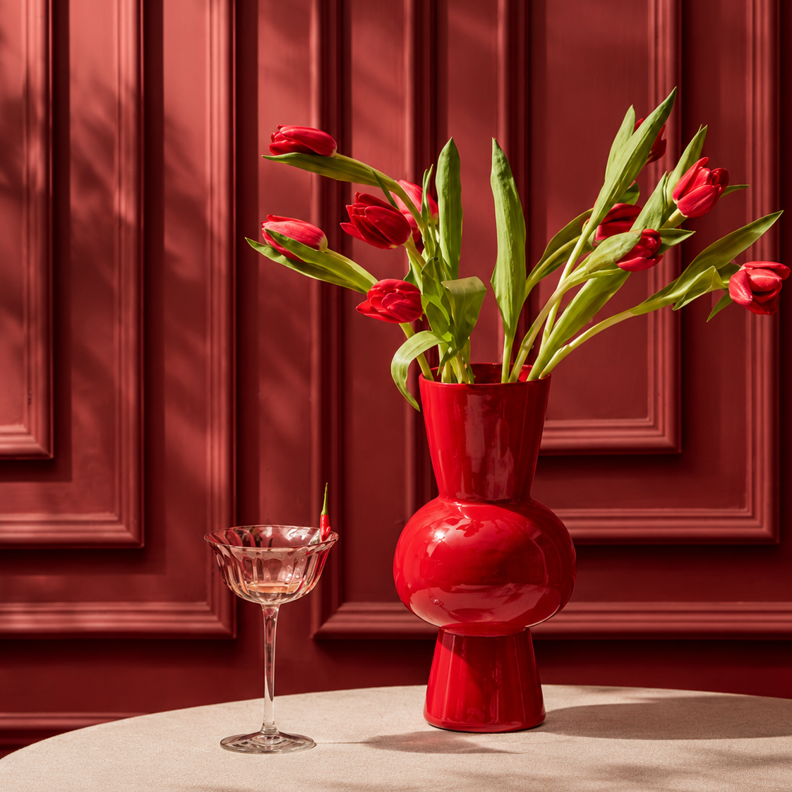 CHILLI – RED HAND BLOWN VASE