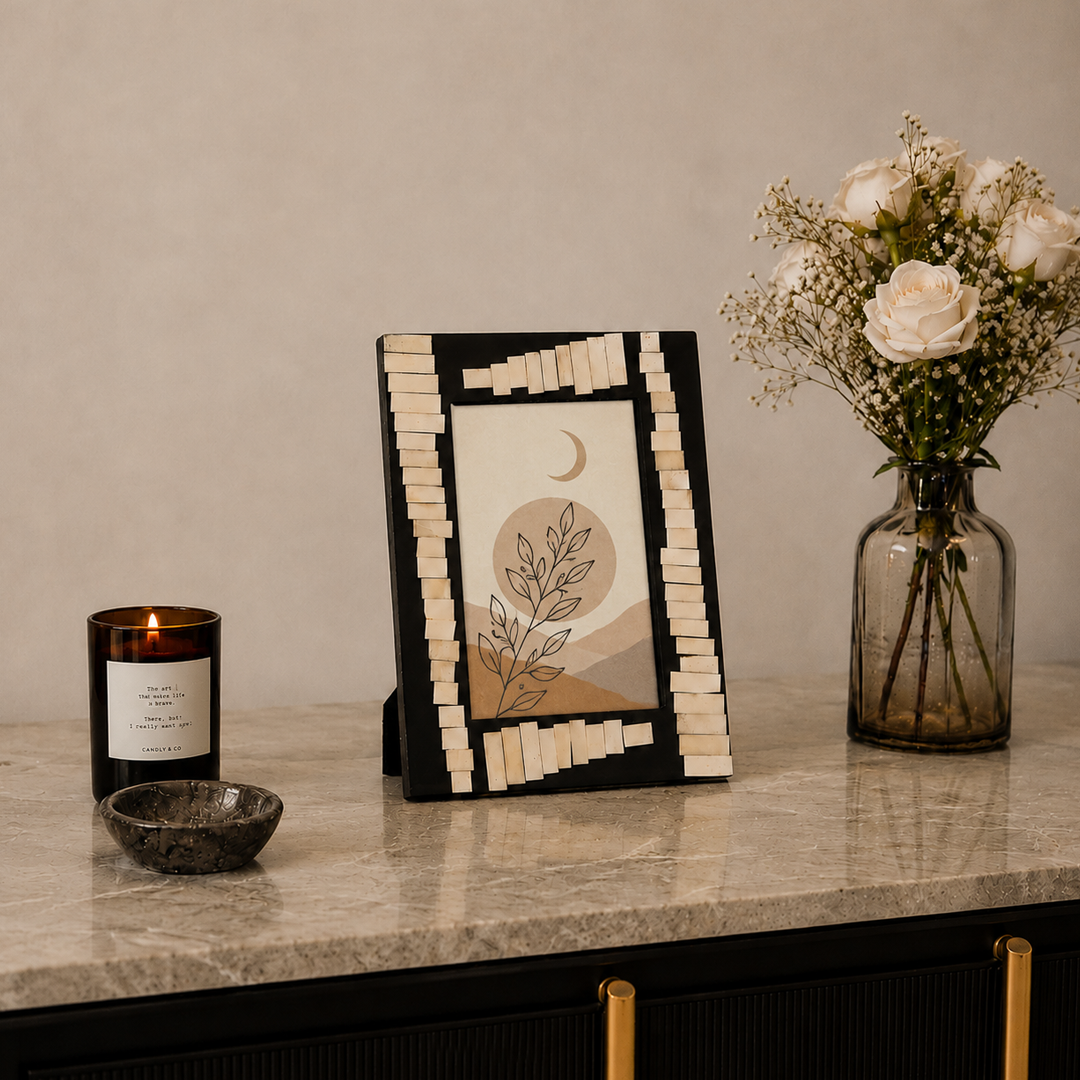 MONOCHROME - IVORY BLACK INLAY PHOTO FRAME