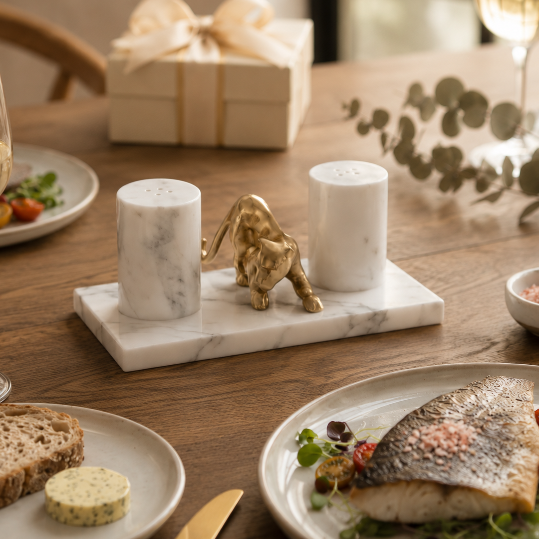 Feral Luxe - Handmade Marble Salt & Pepper Set