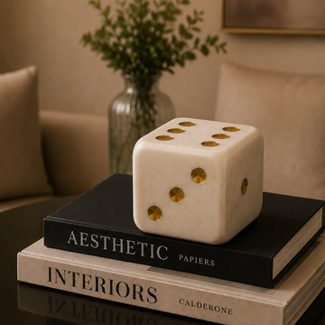 Bittosi Marble - Bookend Dice with Brass Inlay