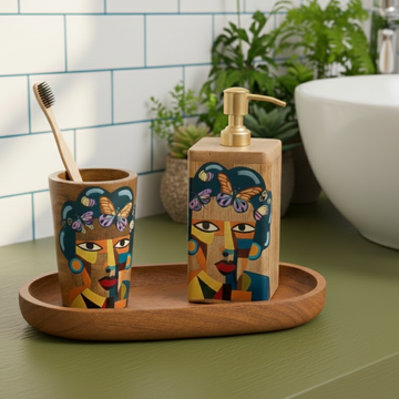 Neo - Handpainted Bathroom Set with Tray