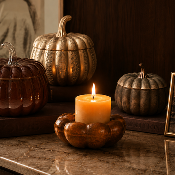 PUMPKIN - WOODEN CANDLE HOLDER