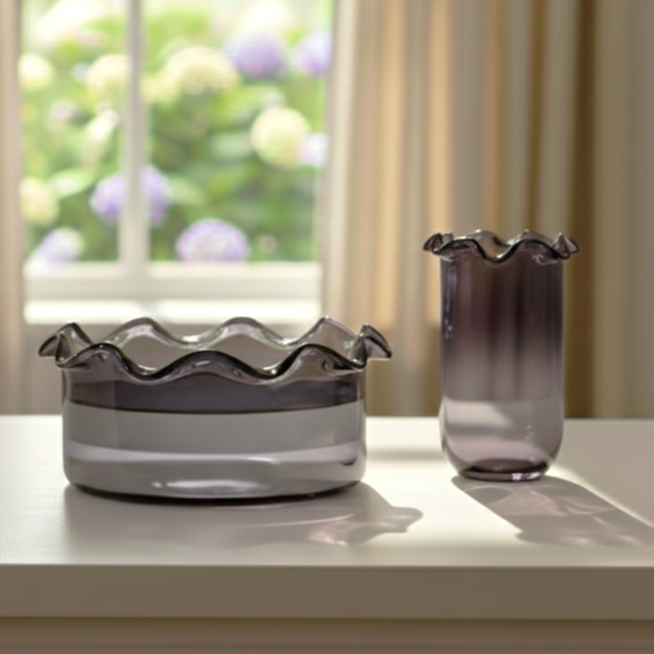 Sculptural Grey - Mini Planter Glass Bowl & Vase