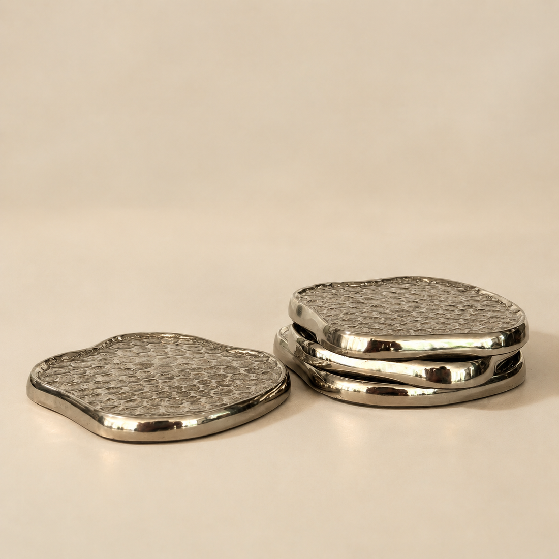 VERONA SILVER HAMMERED COASTER
