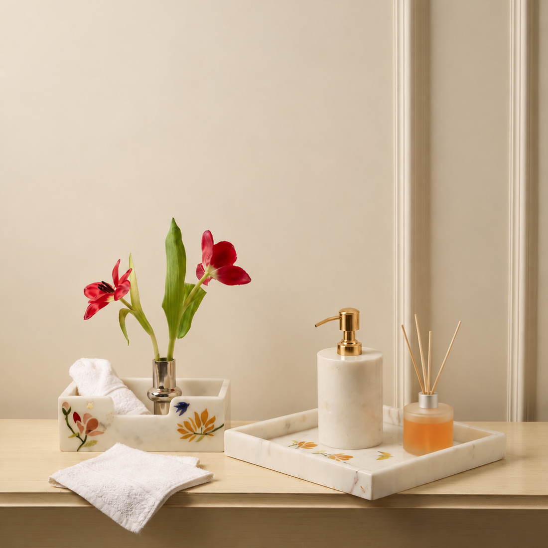 LEPORA – MARBLE INLAY BATHROOM SET
