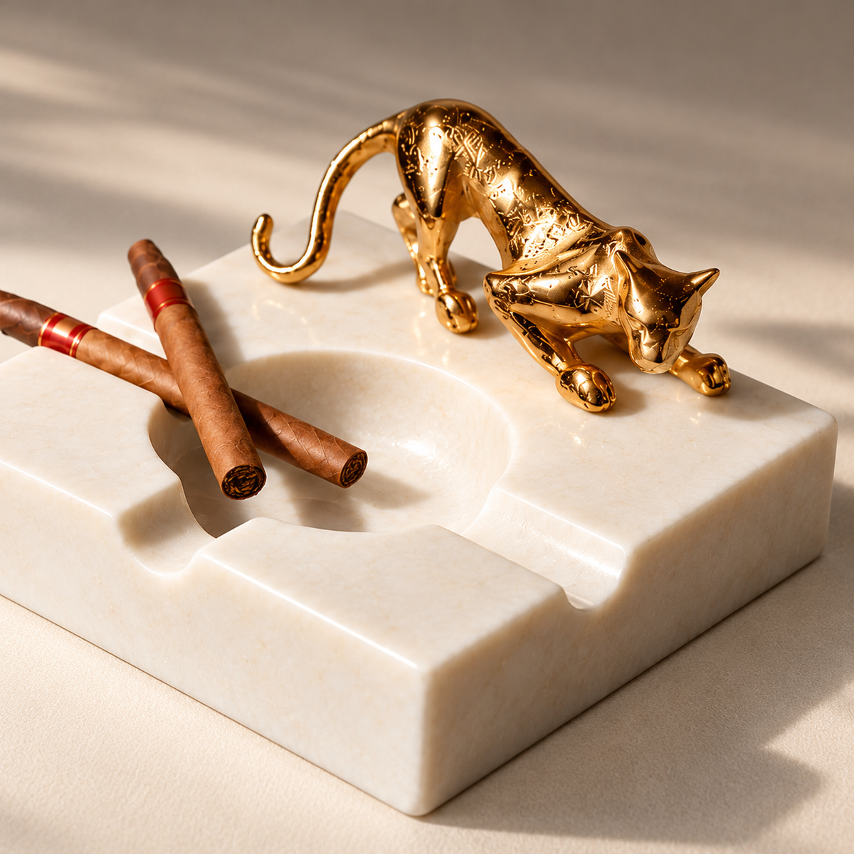 Feral Luxe - Handmade Marble Ashtray with Panther