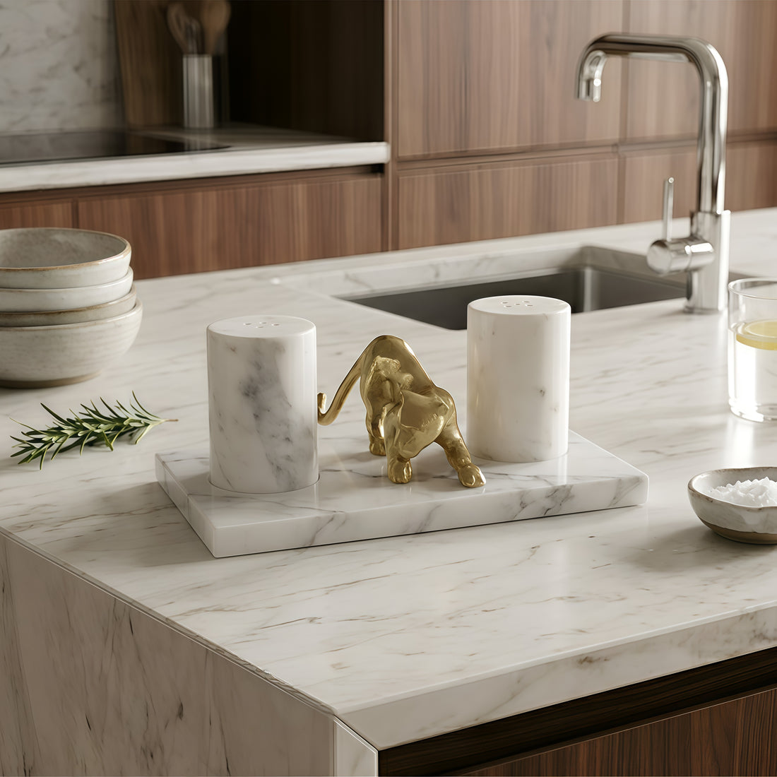 Feral Luxe - Handmade Marble Salt & Pepper Set