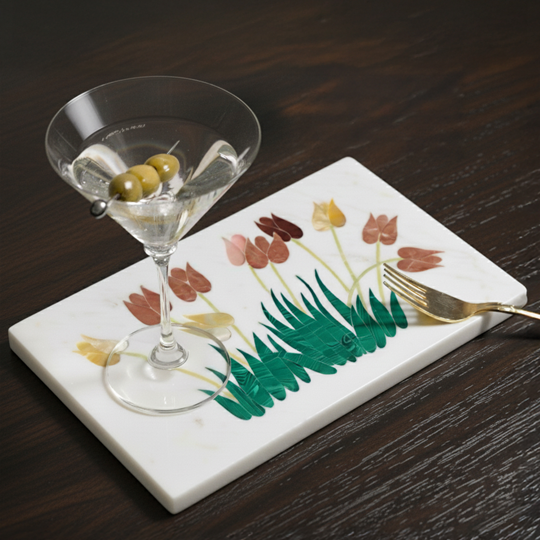 TULIP - MARBLE IVORY MULTICOLOR PLATTER