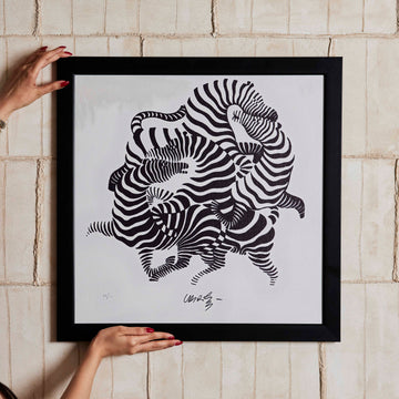 ZEBRE - IVORY BLACK WALL ART