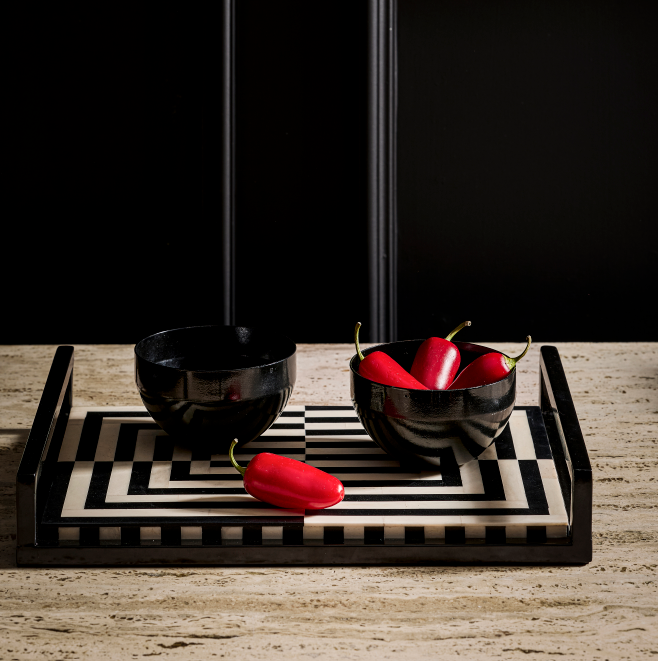 RAKU - BONE INLAY SERVING SET