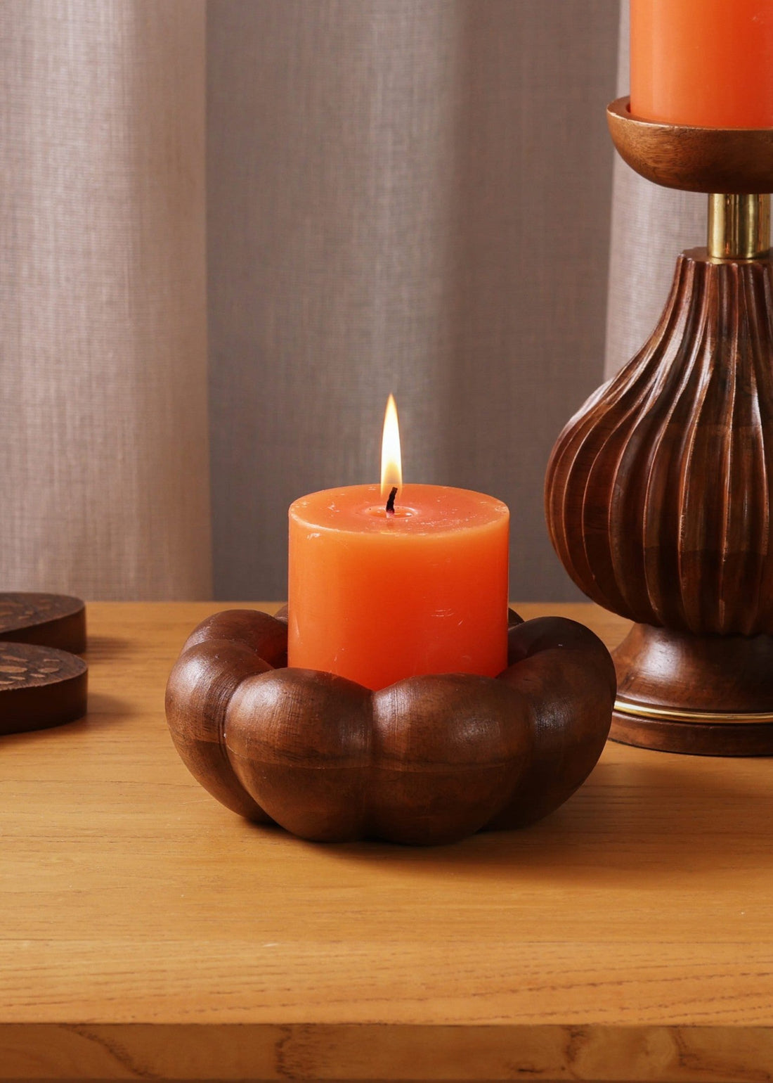 PUMPKIN - WOODEN CANDLE HOLDER