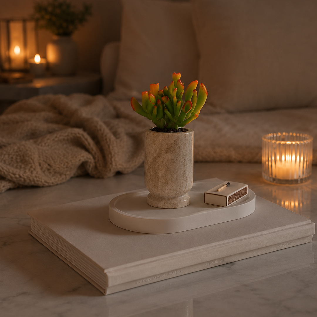 Sawar White Stone pot - Mini Desk Planter