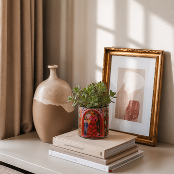 Frida Kahlo Hand-Painted Glass Pot - Mini Desk Planter
