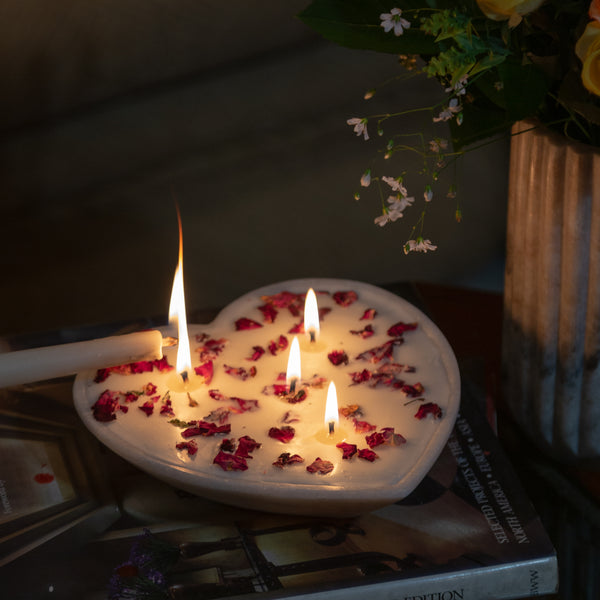 Marble Heart Glow: Versatile Candle Bowl