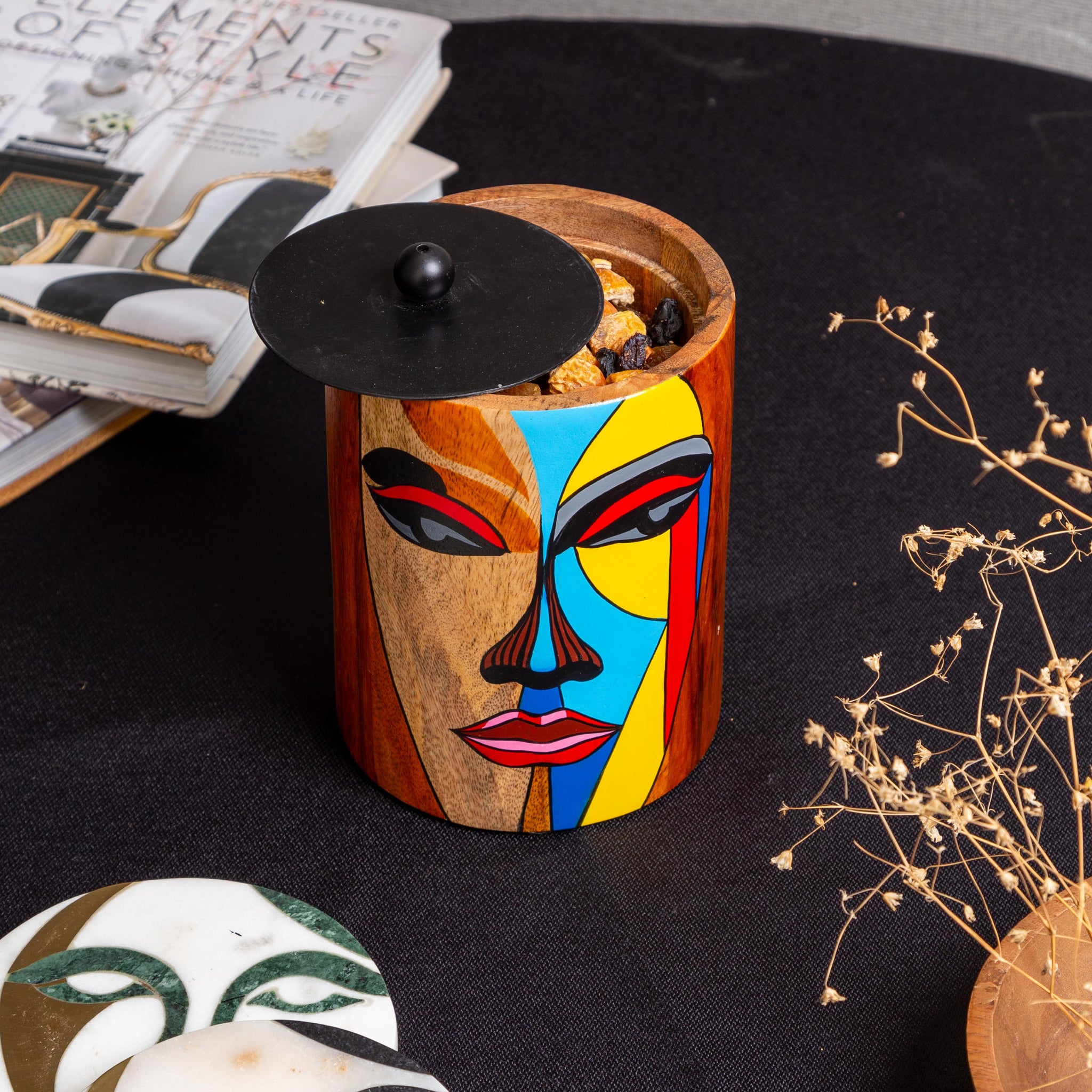 CLEO - WOODEN FACE PAINTED JAR