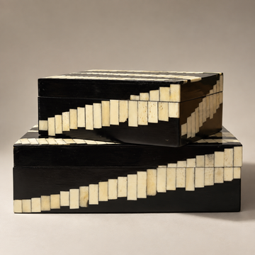 MONOCHROME - IVORY BLACK INLAY BOX SET OF TWO