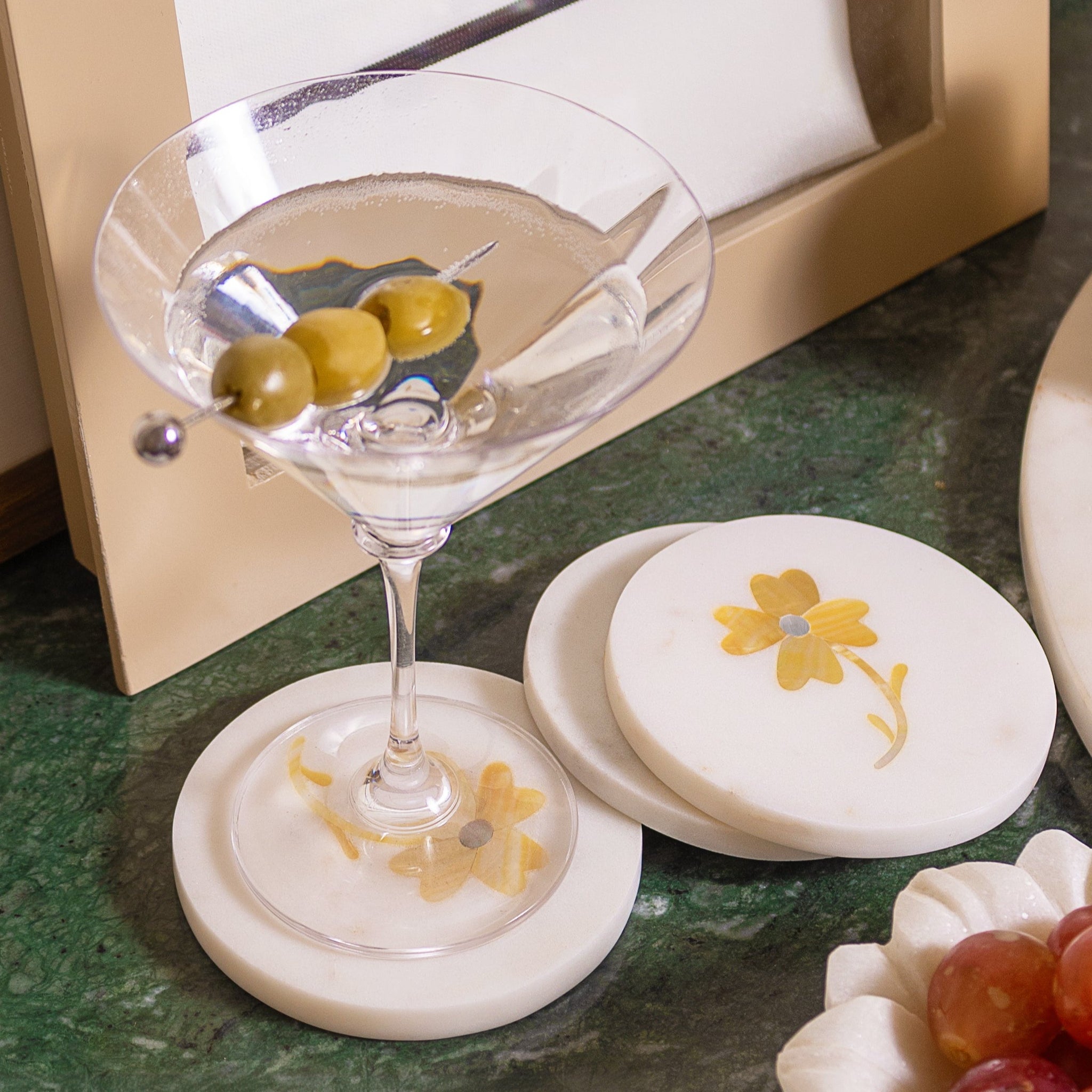 Pettini Flower marble Coaster Set