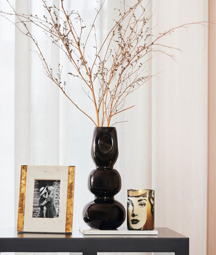 ADINA - BLACK GLASS LAYERED VASE