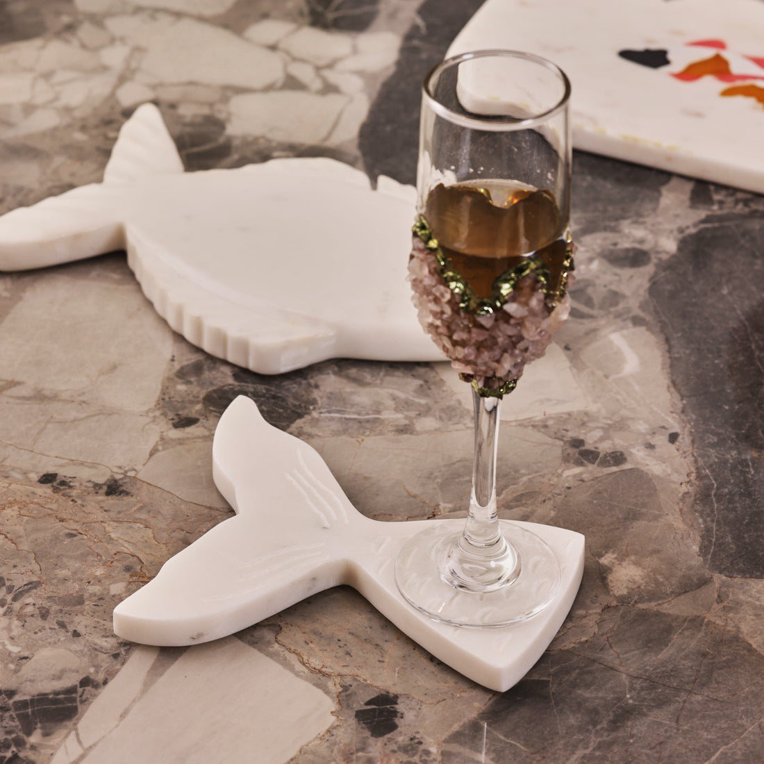 FISHTAIL - MARBLE IVORY COASTER