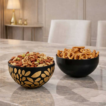 Serpentine Bowl Handpainted (Gold & Black)
