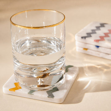 ANNA SPRITZ - IVORY MULTI MARBLE COASTER