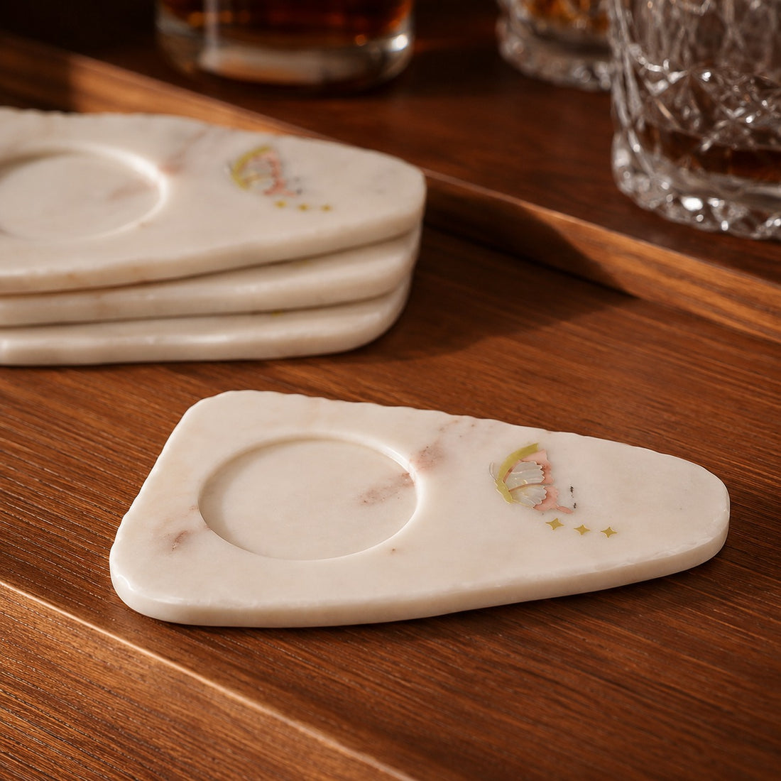 Christyale - Multipurpose Marble Inlay coaster platter