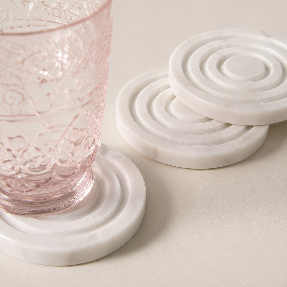 PARADISE -MARBLE IVORY COASTER SET