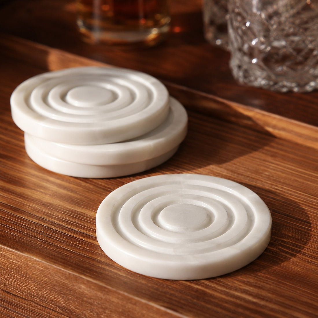PARADISE -MARBLE IVORY COASTER SET