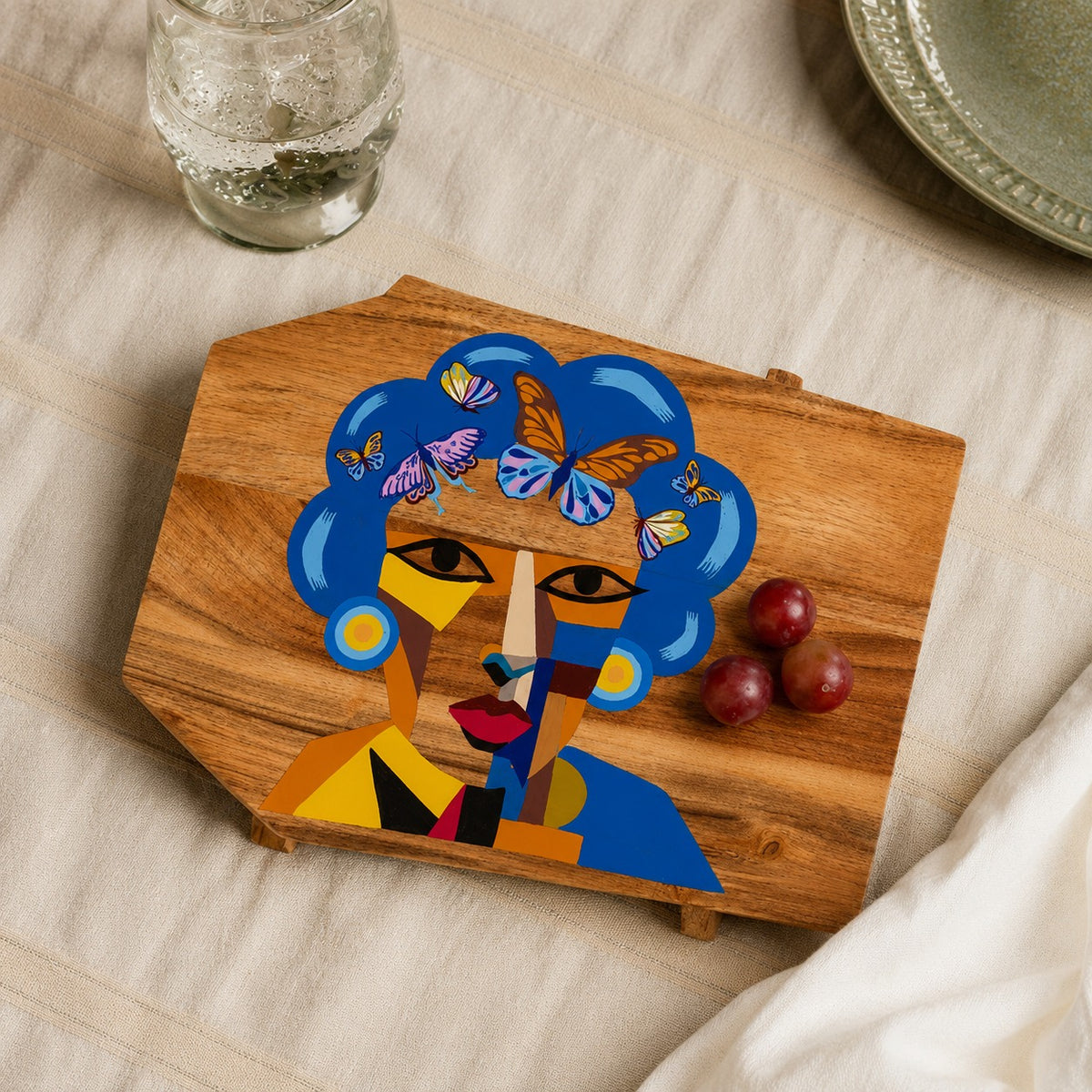 Neo - Hand-Painted (Food Safe) Wooden Platter