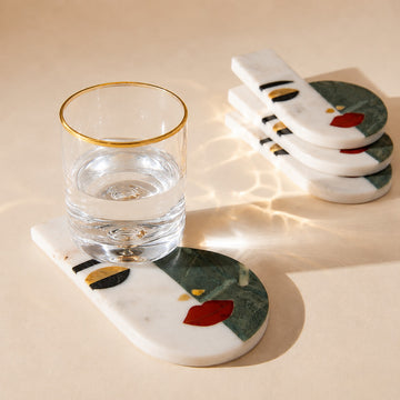 CECLIA - IVORY MULTI MARBLE TRIVET COASTER