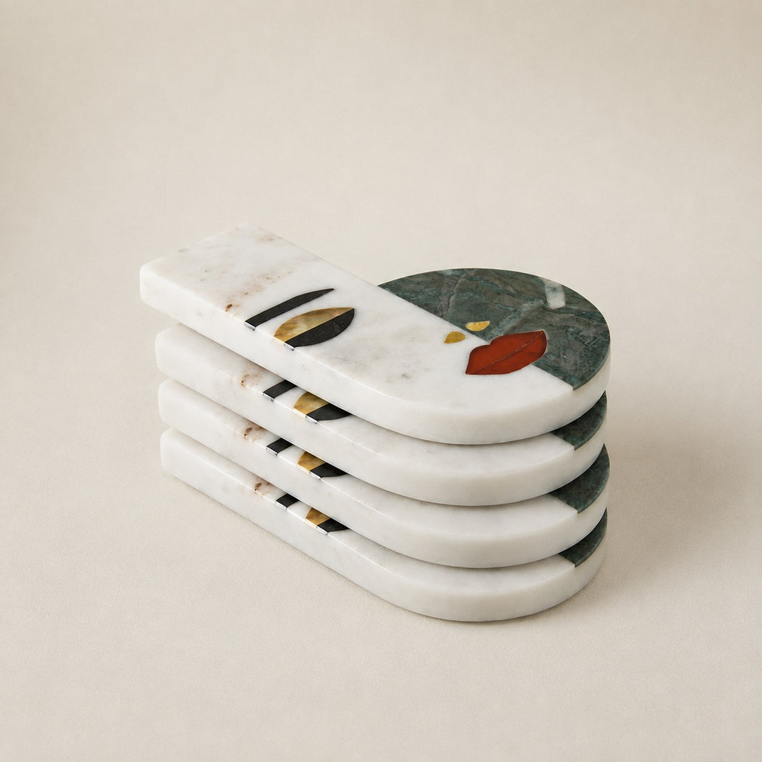 CECLIA - IVORY MULTI MARBLE TRIVET COASTER