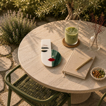 CECLIA - IVORY MULTI MARBLE TRIVET COASTER