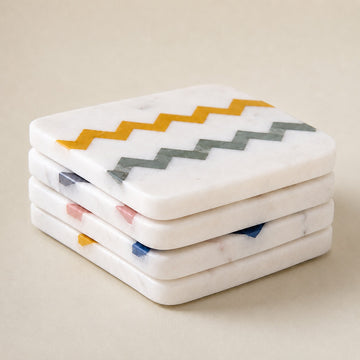 ANNA SPRITZ - IVORY MULTI MARBLE COASTER