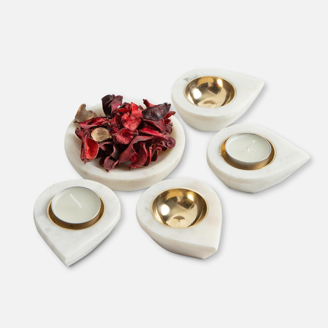 Elysian Glow - Marble Diyas (Set of Two)