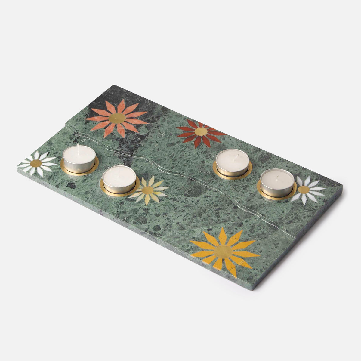 MAGNOLIA GREEN MARBLE MULTIPURPOSE PLATTER WITH TEA LIGHT