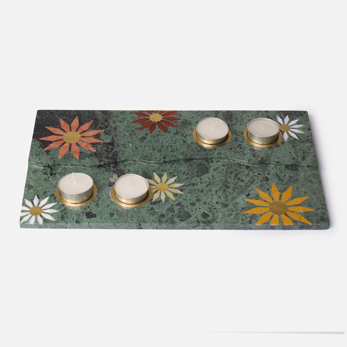 MAGNOLIA GREEN MARBLE MULTIPURPOSE PLATTER WITH TEA LIGHT