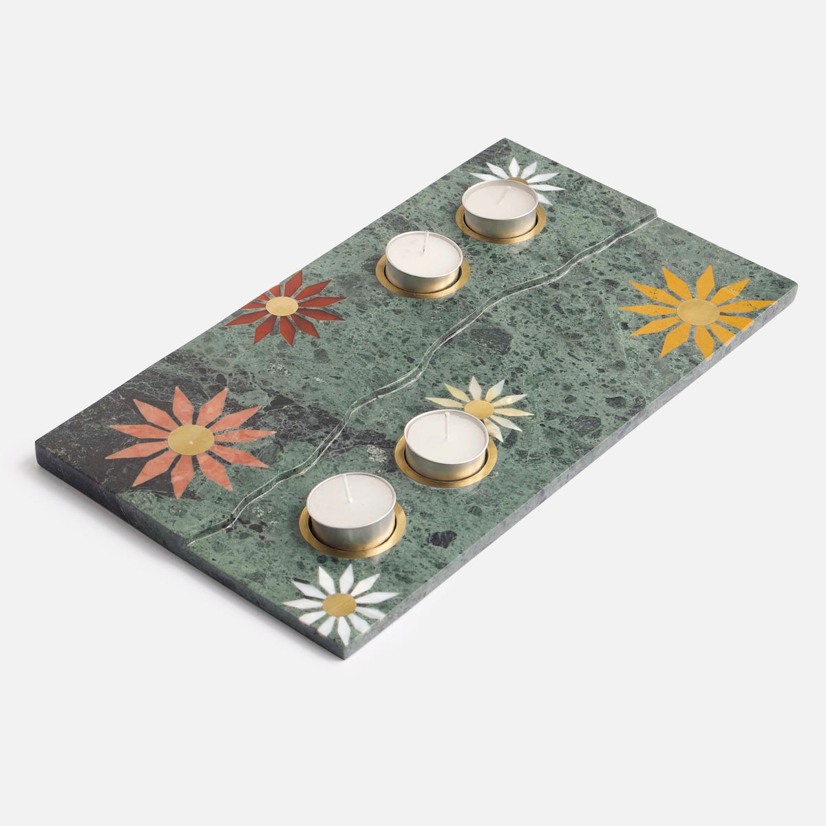 MAGNOLIA GREEN MARBLE MULTIPURPOSE PLATTER WITH TEA LIGHT