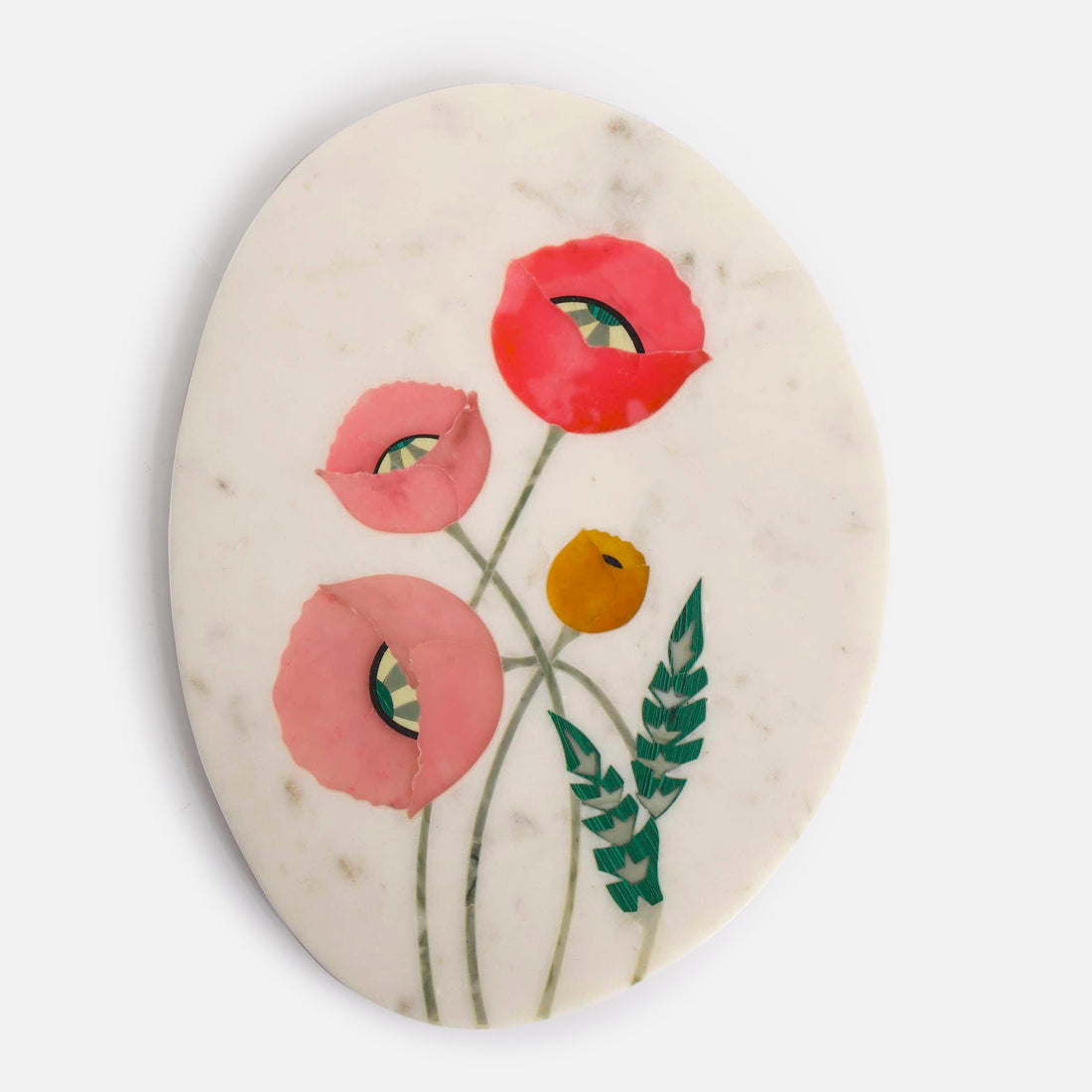 DAISY OVAL - MARBLE IVORY MULTICOLOR PLATTER